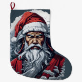 Samurai Santa Warrior Weihnachtsgeschenk Großer Weihnachtsstrumpf (Vorderseite)