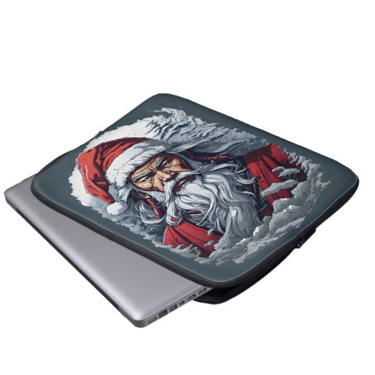 Samurai Santa Warrior Weihnachtsgeschenk Laptopschutzhülle (Vorne Knopf)