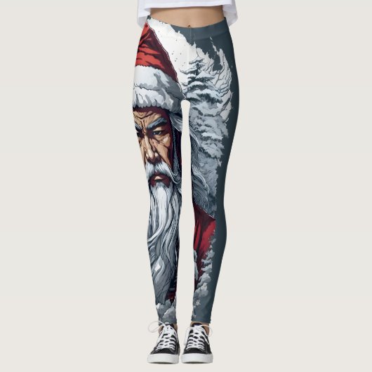 Samurai Santa Warrior Weihnachtsgeschenk Leggings (Vorderseite)