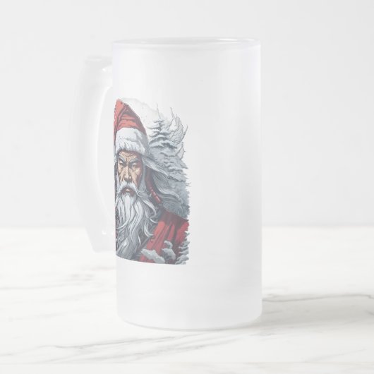 Samurai Santa Warrior Weihnachtsgeschenk Mattglas Bierglas (Vorderseite Links)