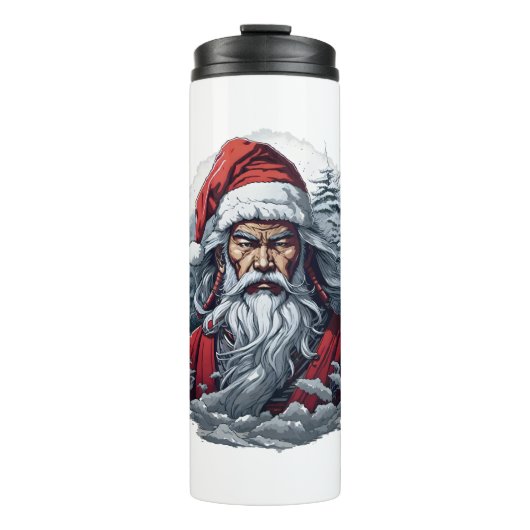 Samurai Santa Warrior Weihnachtsgeschenk Thermosbecher (Vorderseite)