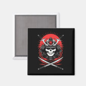 Samurai-Schädel Aufgehende Sonne Krieger Kunst Magnet (Vorderseite/Rückseite)