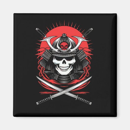 Samurai-Schädel Aufgehende Sonne Krieger Kunst Magnet (Vorne)