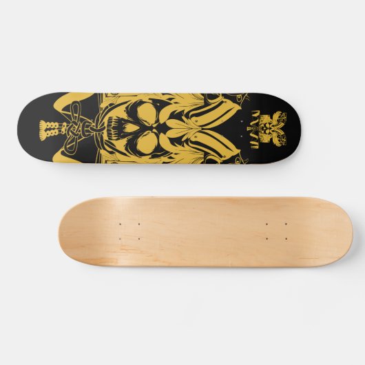 Samurai-Schädel-Goldschwarzfarbe Skateboard (Horizontal)