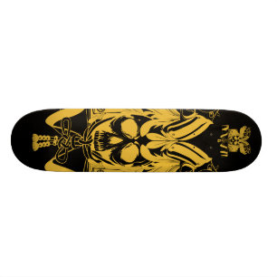 Samurai-Schädel-Goldschwarzfarbe Skateboard