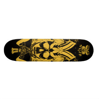 Samurai-Schädel-Goldschwarzfarbe Skateboard