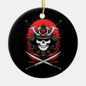 Samurai-Schädel Rising Sun Krieger Kunst Keramik Ornament (Vorne)