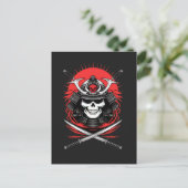 Samurai-Schädel Rising Sun Krieger Kunst Postkarte (Stehend Vorderseite)