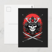 Samurai-Schädel Rising Sun Krieger Kunst Postkarte (Vorne/Hinten)