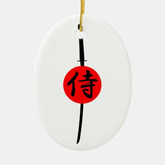 SAMURAI - Schwert und Kanji Keramik Ornament (Vorne)