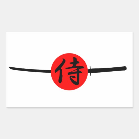 SAMURAI - Schwert und Kanji Rechteckiger Aufkleber (Vorderseite)