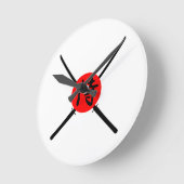 SAMURAI - Schwert und Kanji Runde Wanduhr (Winkel)