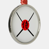 SAMURAI - Schwert und Kanji Silbernes Ornament (Rechts)