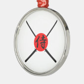 SAMURAI - Schwert und Kanji Silbernes Ornament (Links)