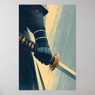 Samurai-Schwert-Wandkunst im gestressten Poster-St Poster