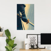 Samurai-Schwert-Wandkunst im gestressten Poster-St Poster (Heimbüro)