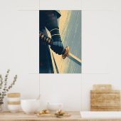 Samurai-Schwert-Wandkunst im gestressten Poster-St Poster (Küche)