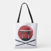Samurai Schwertsymbol mit Torii Gate Cartoon Vinta Tasche (Rückseite)