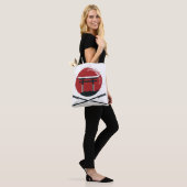 Samurai Schwertsymbol mit Torii Gate Cartoon Vinta Tasche (Am Model)