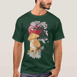 Samurai Shiba Inu Dog Japanisch Cherry Blossom Sak T-Shirt