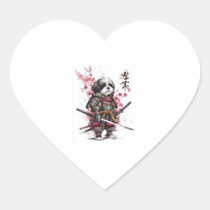 Samurai Shih Tzu � Epic Warrior Dog Herz-Aufkleber