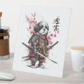 Samurai Shih Tzu - Epic Warrior Dog Sockelschild (In Situ)