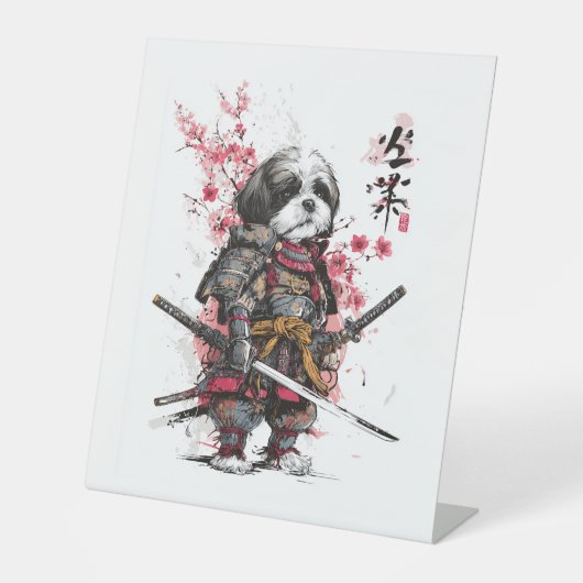 Samurai Shih Tzu - Epic Warrior Dog Sockelschild (Vorderseite)