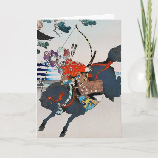Samurai Shooting a Bow, Ukiyo-e Karte (Vorderseite)