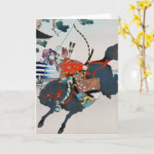 Samurai Shooting a Bow, Ukiyo-e Karte (Gelbe Blume)