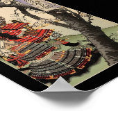 Samurai sieht Kirschblüten um 1885 Poster (Ecke)