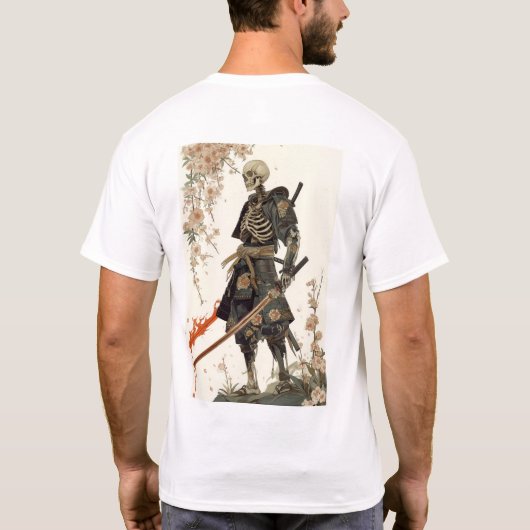 Samurai Skeleton im traditionellen japanischen Arm T-Shirt (Rückseite)