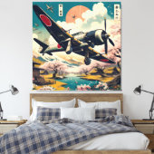 Samurai Skies: Ukiyo-e Japans Null-Luftfahrzeug Leinwanddruck (Insitu (Schlafzimmer))