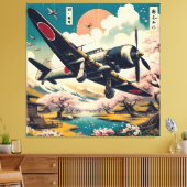 Samurai Skies: Ukiyo-e Japans Null-Luftfahrzeug Leinwanddruck (Insitu (Wohnzimmer))