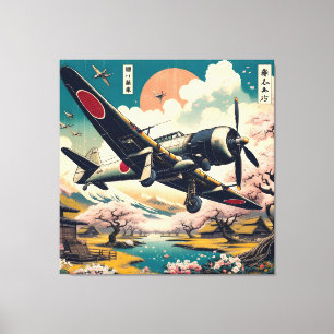 Samurai Skies: Ukiyo-e Japans Null-Luftfahrzeug Leinwanddruck