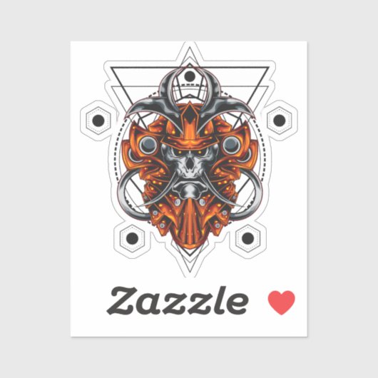 Samurai Skull mit geometrischen Mustern Aufkleber (Blatt)
