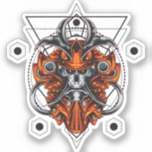 Samurai Skull mit geometrischen Mustern Aufkleber (Vorderseite)