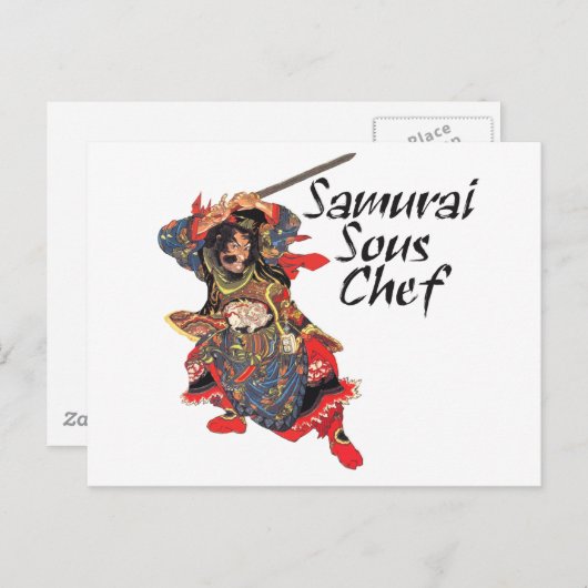 Samurai Sous Koch Postkarte (Vorne/Hinten)