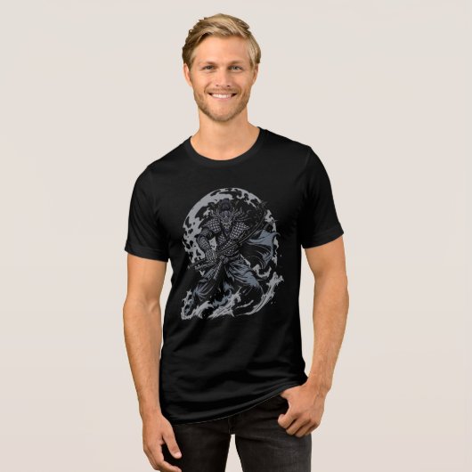 Samurai Spirit: Fierce Ink Art Tri-Blend T-Shirt Shirt (Vorderseite voll)