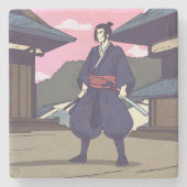 Samurai Steinuntersetzer (Vorderseite)