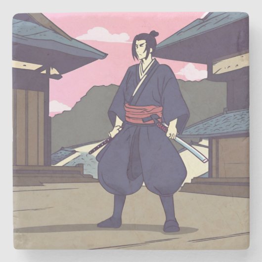 Samurai Steinuntersetzer (Vorderseite)