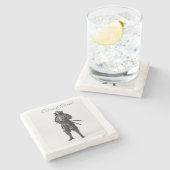 Samurai stone coaster steinuntersetzer (Seitenansicht)