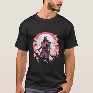 Samurai Stylized Illustration Armor Cherry Blossom T-Shirt