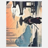 Samurai Sunset: Reflektive Reise Fleecedecke (Vorderseite)