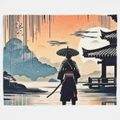 Samurai Sunset: Reflektive Reise Fleecedecke (Vorderseite (Horizontal))