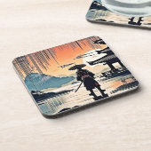 Samurai Sunset: Reflektive Reise Getränkeuntersetzer (Linke Seite)