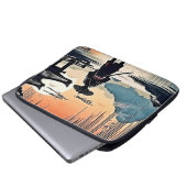Samurai Sunset: Reflektive Reise Laptopschutzhülle (Vorne Knopf)