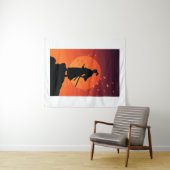 Samurai Sunset Tapestry – Bold Minimalist Wall Art Wandteppich (Beispiel (Horizontal))