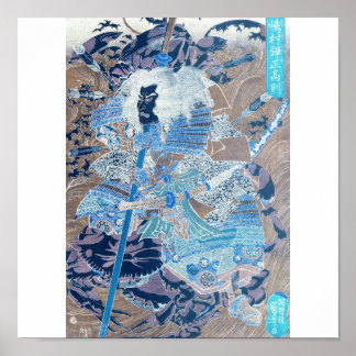 Samurai surfen auf dem Rücken der Krabben c. 1800 Poster