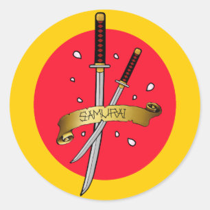 Samurai Sword Tattoo Runder Aufkleber