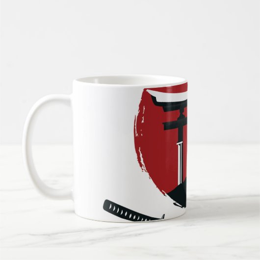 Samurai Sword: Torii Gate Cartoon Kaffeetasse (Links)